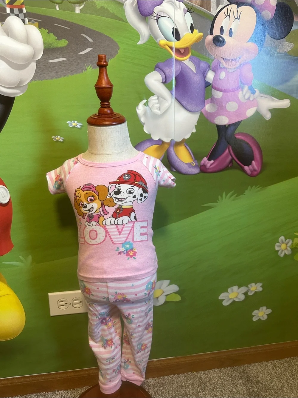 Paw Patrol Pink Girls Two-Piece Pajama Set with Love Graphic